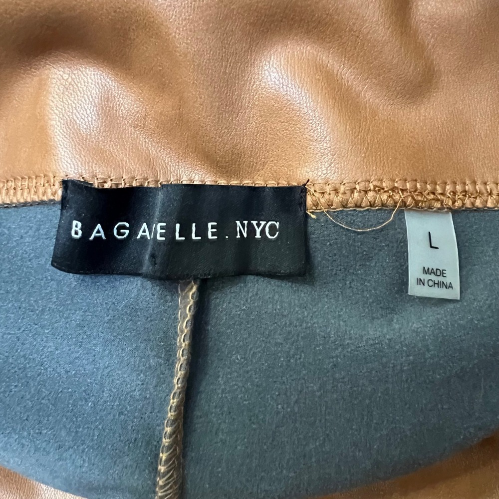 Bagatelle NYC Womens Cognac Brown Faux Leather High Waisted Leggings Size L - Picture 4 of 7
